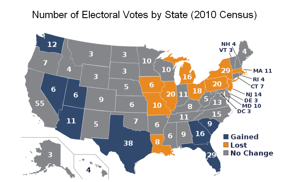 Us State Map Labeled With Electoral Votes